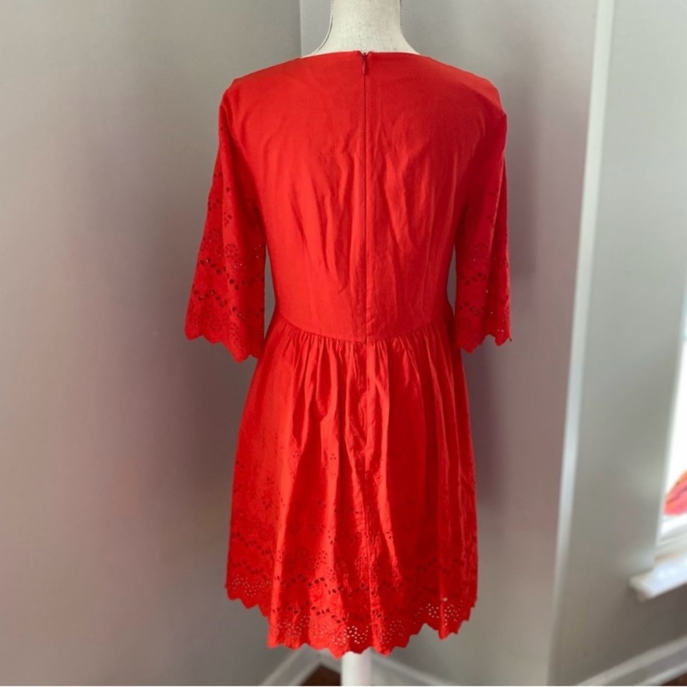 Madewell Red Eyelet Lattice Dress - Picture 3 of 5